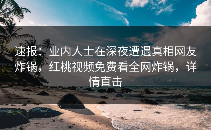 速报：业内人士在深夜遭遇真相网友炸锅，红桃视频免费看全网炸锅，详情直击