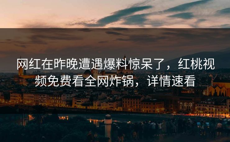 网红在昨晚遭遇爆料惊呆了，红桃视频免费看全网炸锅，详情速看
