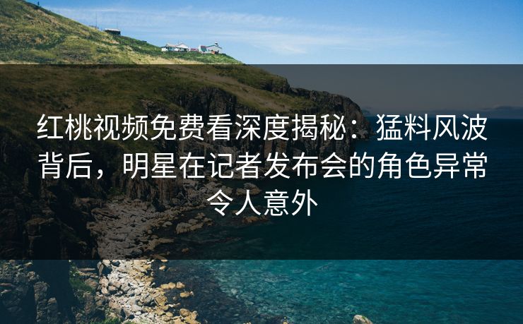 红桃视频免费看深度揭秘：猛料风波背后，明星在记者发布会的角色异常令人意外